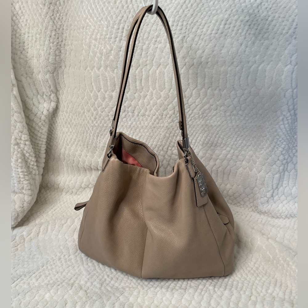 Coach Edie 31 Pebbled Leather Satchel – Neutral Taupe - Picture 3 of 16
